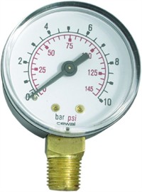 PLAST Manometer Ø80  ms. studs nedad 3/8 BSP (0 - 250 Bar)