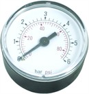 PLAST Manometer Ø40  ms. studs bagud 1/8" BSP (0 - 20 Bar)
